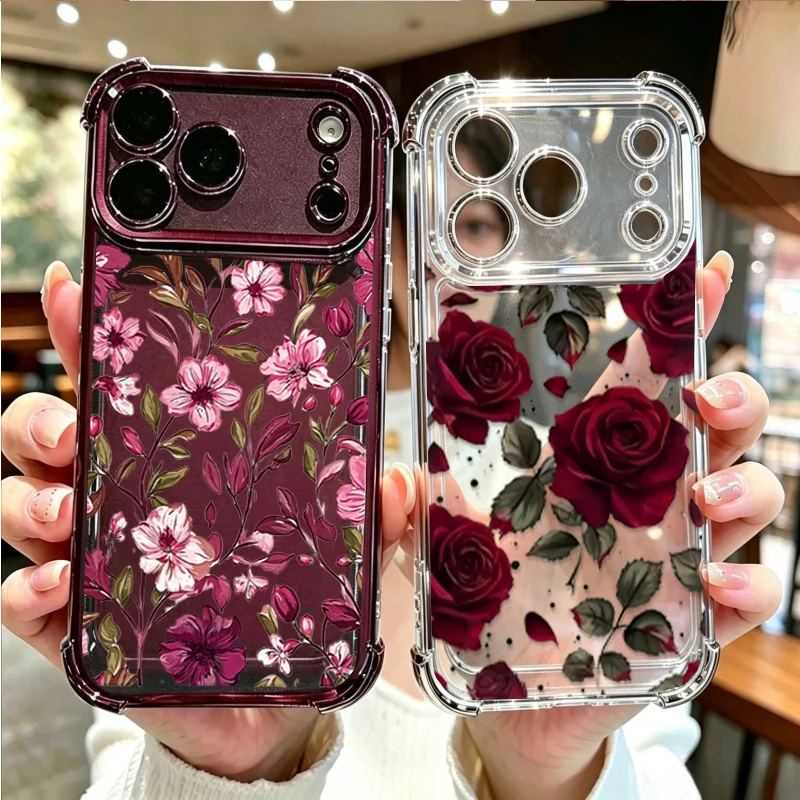 Casing Motif Bunga Merah Vinta - Vintage Floral Pattern Soft Case ulasan dan harga
