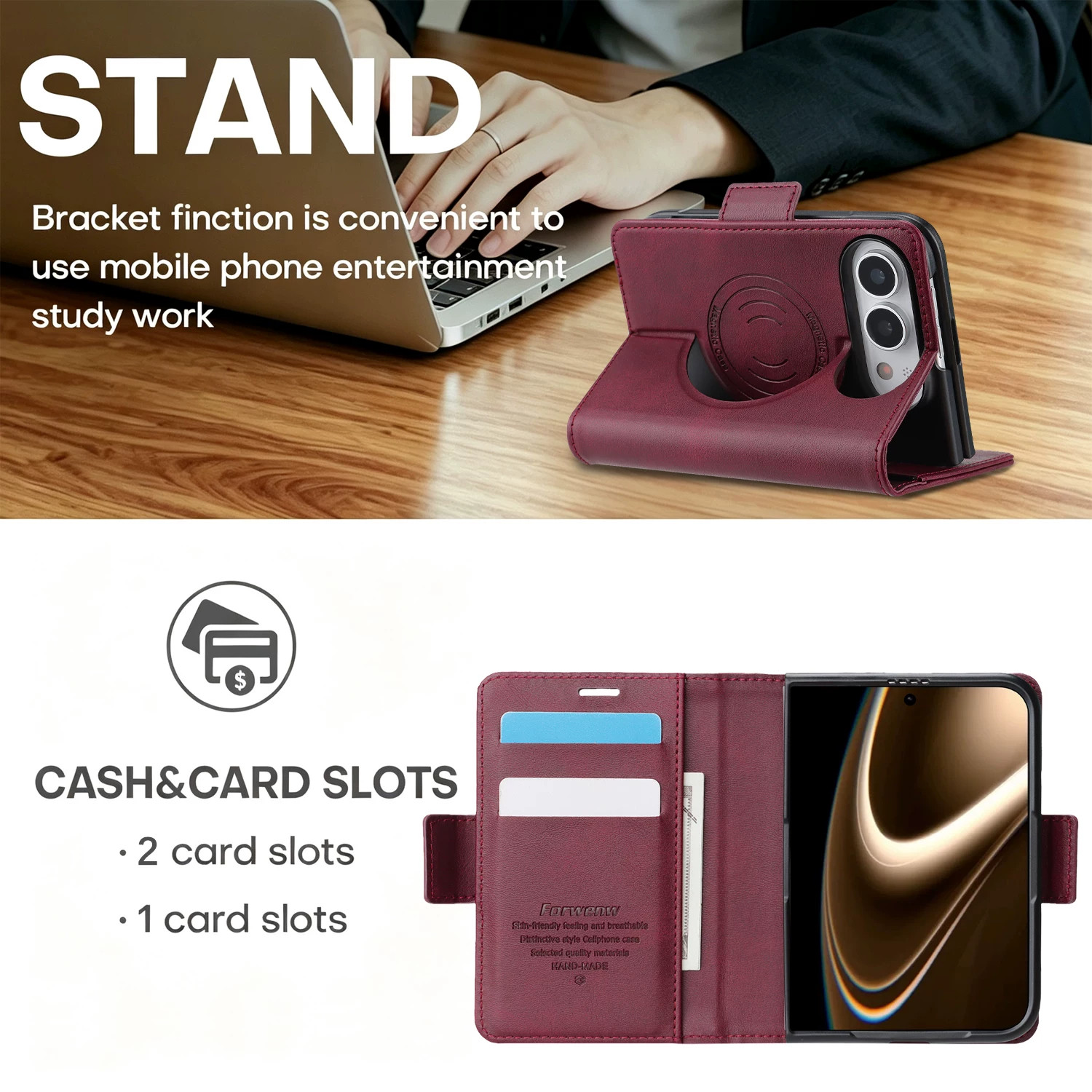 Dompet Kulit Bisnis dengan Slo - Leather Wallet Card Holder Phone Cover ulasan dan harga