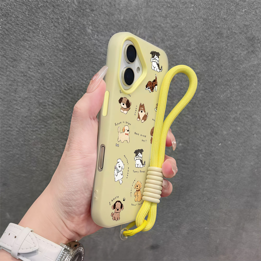 Casing Ponsel Anjing Kartun Lu - Cute Cartoon Wrist Strap Silicone Case ulasan dan harga