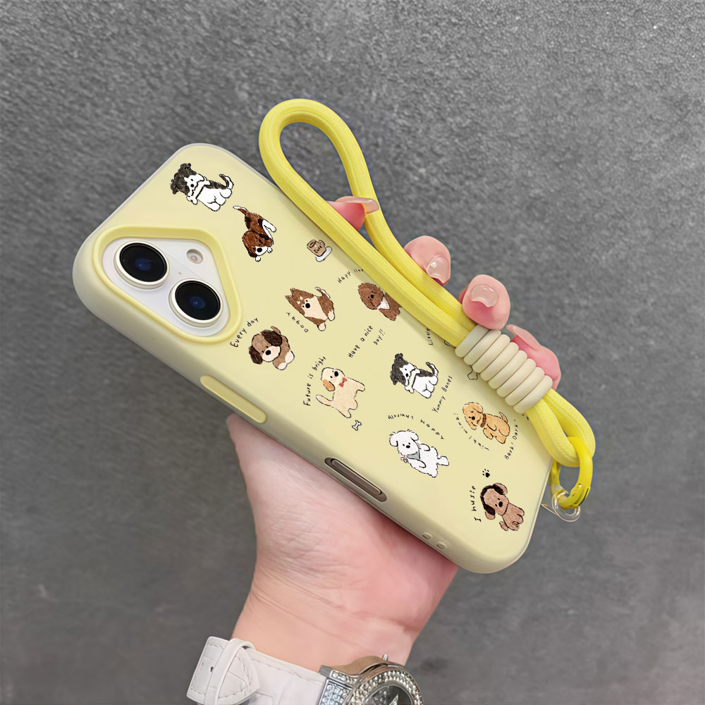Casing Ponsel Anjing Kartun Lu - Cute Cartoon Wrist Strap Silicone Case ulasan dan harga
