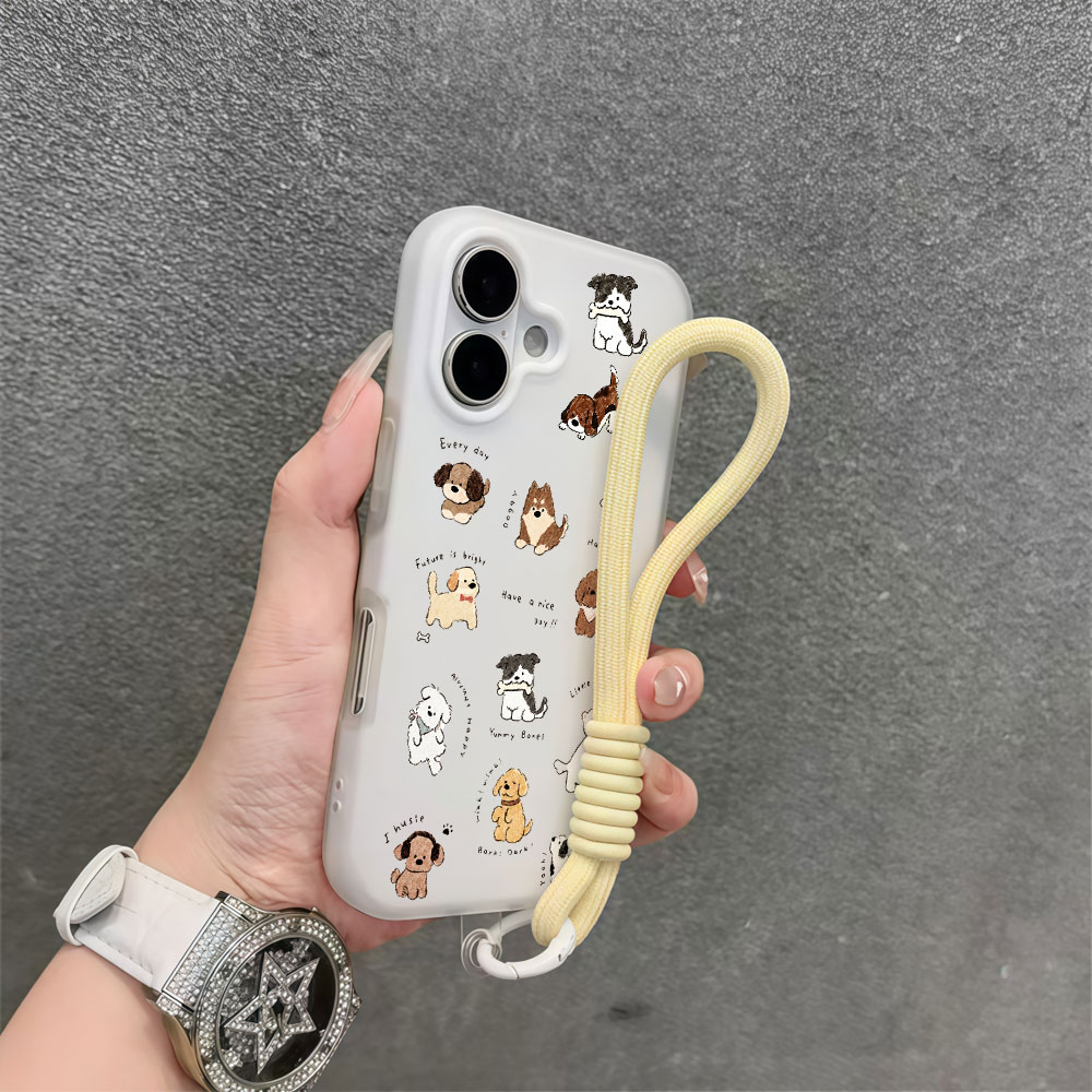 Casing Ponsel Anjing Kartun Lu - Cute Cartoon Wrist Strap Silicone Case ulasan dan harga