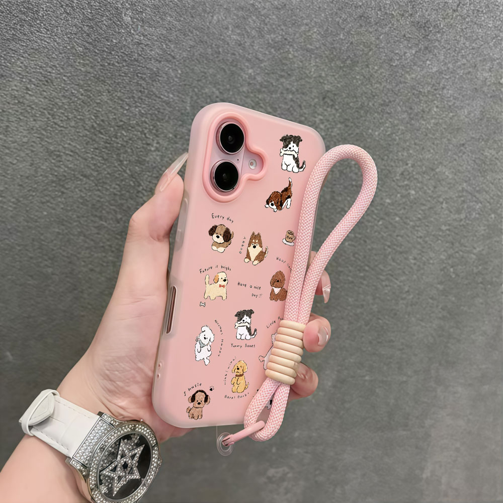 Casing Ponsel Anjing Kartun Lu - Cute Cartoon Wrist Strap Silicone Case ulasan dan harga